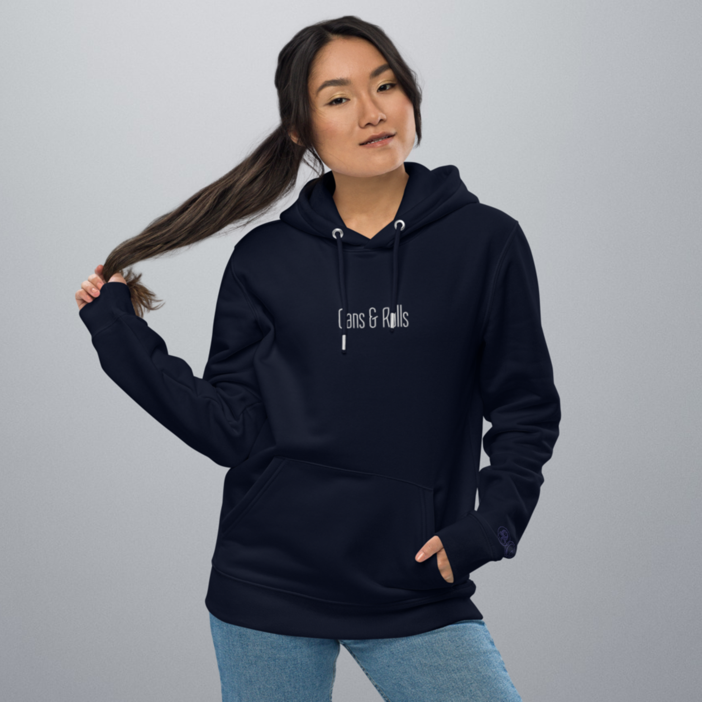 Cans & Rolls Schriftzug mittig Stick | Hoodie Navy