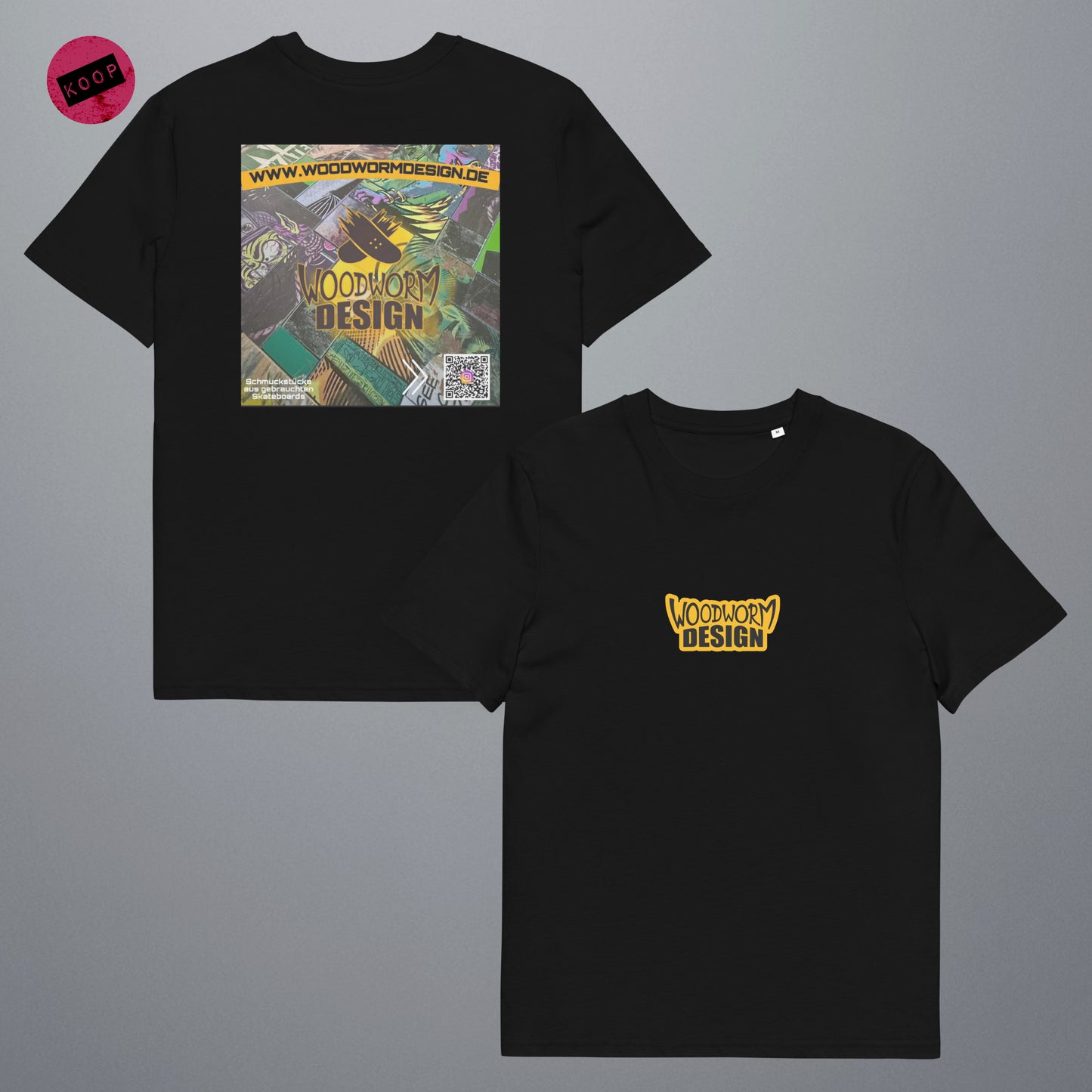 WoodWorm Design | Backprint 1 Unisex T-Shirt aus Bio-Baumwolle
