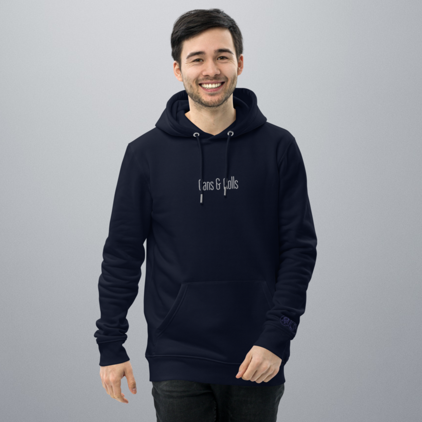 Cans & Rolls Schriftzug mittig Stick | Hoodie Navy